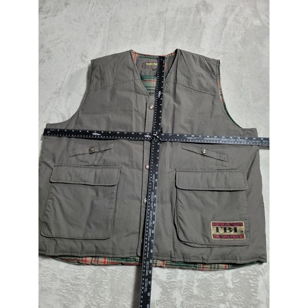 Vintage Timberland Weathergear Vest Mens XL Grey 100% Cotton Goose Down Fishing